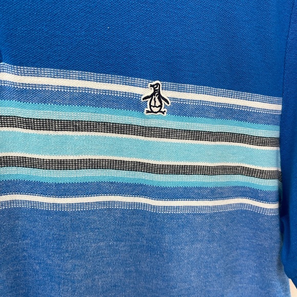 Original Penguin Men's Polo Shirt in Blue with Stripes - Picture 3 of 5